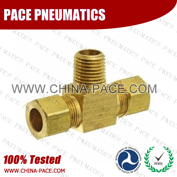 Barstock Male Branch Tee Brass Compression Fittings, Air compression Fittings, Brass Compression Fittings, Brass pipe joint Fittings, Pneumatic Fittings, Air Fittings, Pneumatic connectors, Air Connectors, pneumatic Components